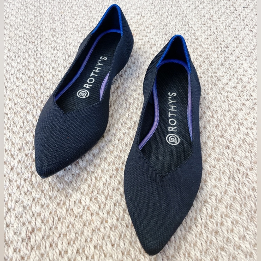 Rothey’s The Point II in Black - women’s pointed toe woven flats, size 7.5 - Picture 3 of 9
